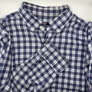 Vineyard Vines Mens XLarge Blue‎ Pink Plaid Button Down Long Sleeve Collared
